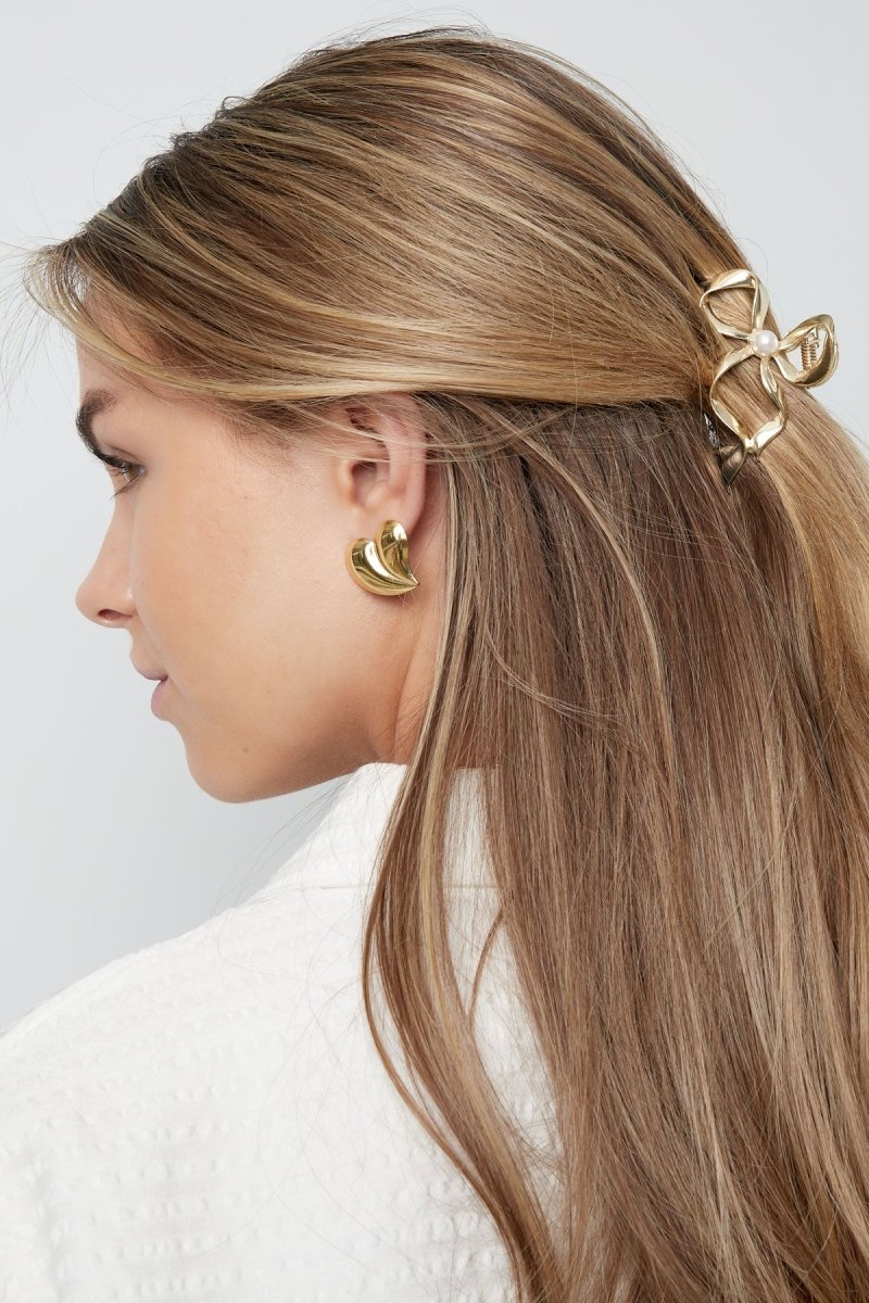 Haarklem Bow with Pearl Goudkleurig