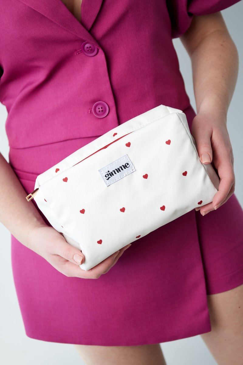 Make - up Bag Hearts White