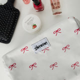 Make-up Tas Large Bows Red White
