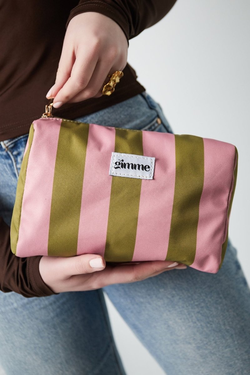 Make - up Bag Large Stripes Pink Green