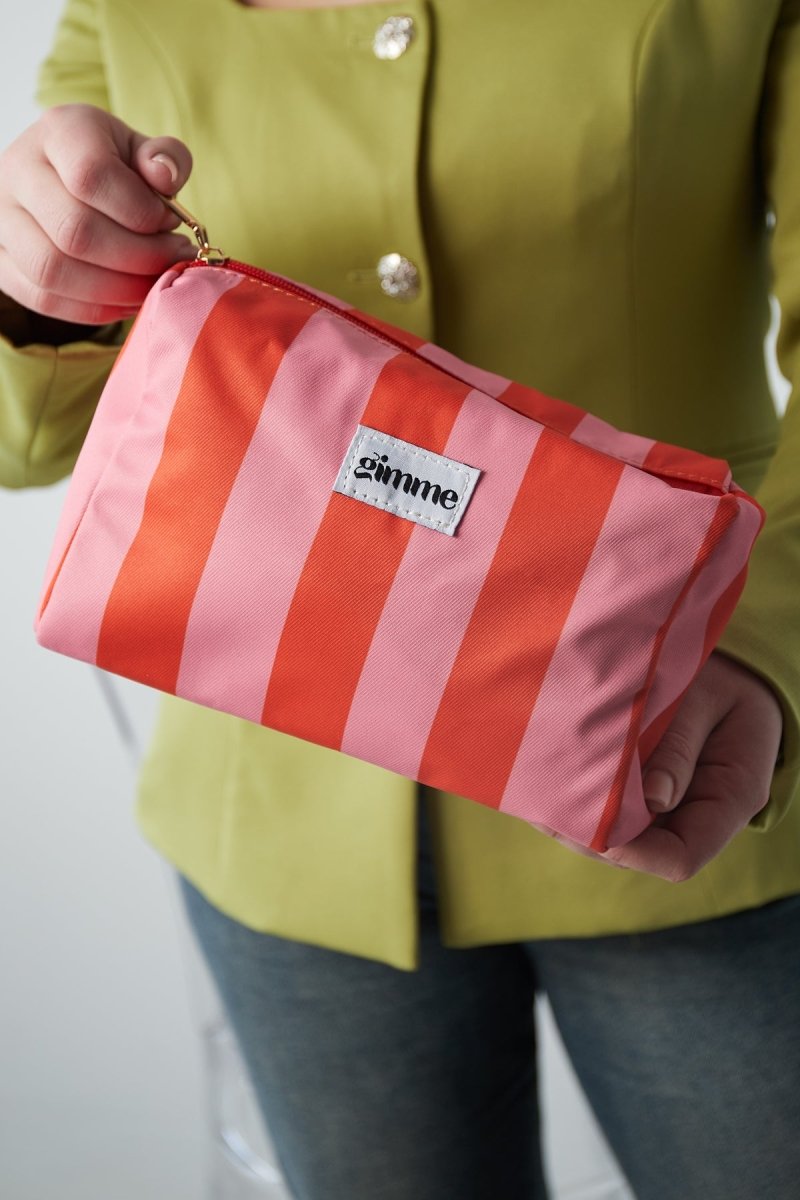 Make - up Bag Large Stripes Orange Pink