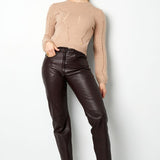 Knitted Sweater Open Parts Soft Brown