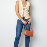 Crochet Top with Bows Beige