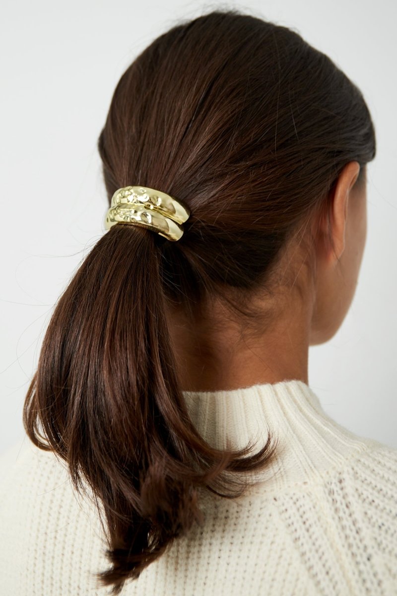 Textured Elegance Haarelastiek Goudkleurig