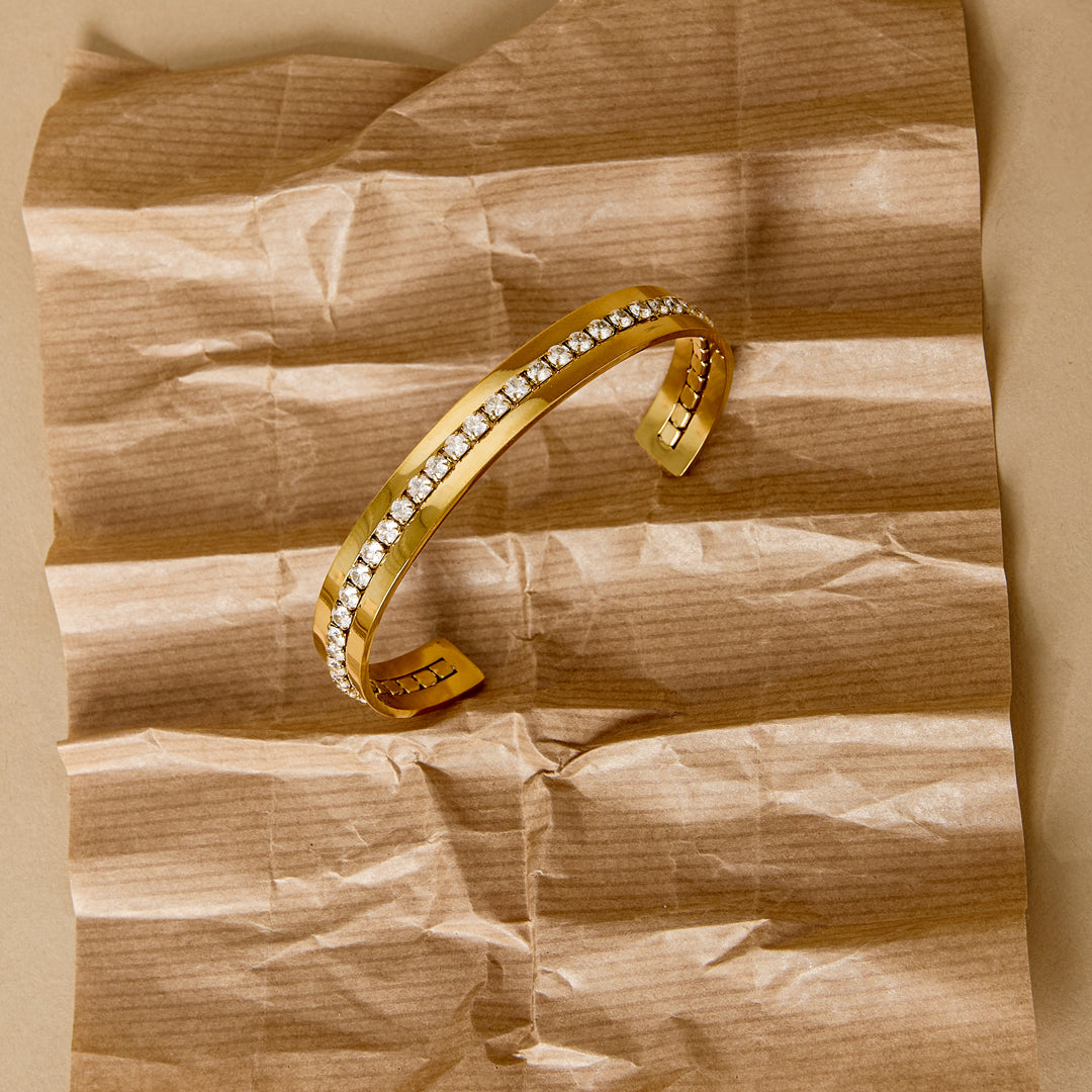 Diamond Line Cuff Armband Goudkleurig