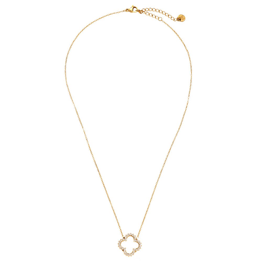 Hollow Diamond Lucky Flower Ketting Goudkleurig