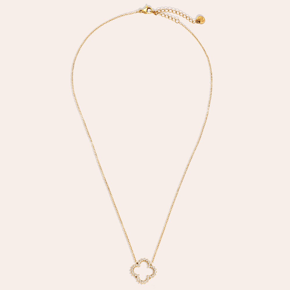 Hollow Diamond Lucky Flower Ketting Goudkleurig