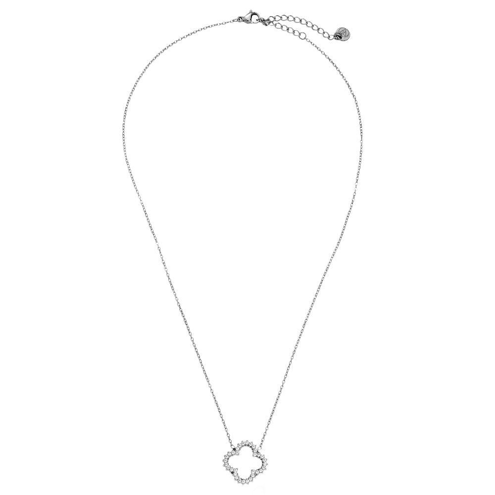 Hollow Diamond Lucky Flower Ketting Zilverkleurig