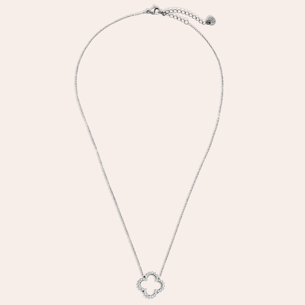 Hollow Diamond Lucky Flower Ketting Zilverkleurig
