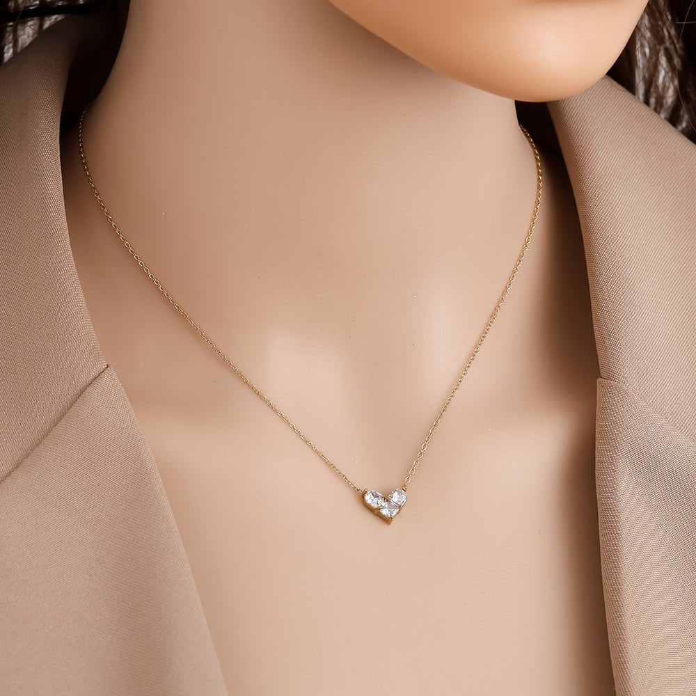 Nice Diamond Heart Ketting Goudkleurig