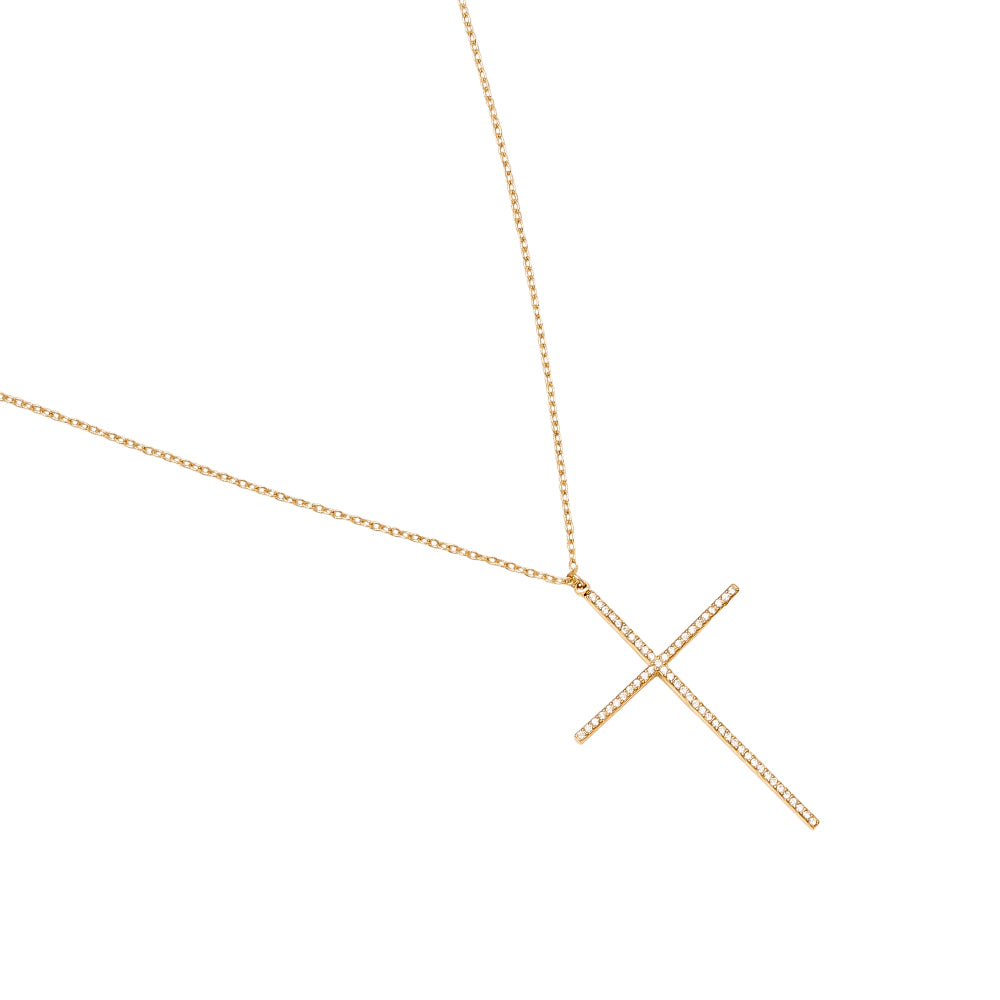 Zirconia Cross Ketting Goudkleurig