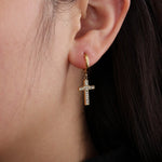 Diamond Cross Oorbellen Goudkleurig
