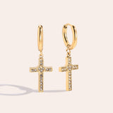 Diamond Cross Oorbellen Goudkleurig