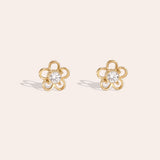 Zirconia Flower Small Oorbellen Goudkleurig