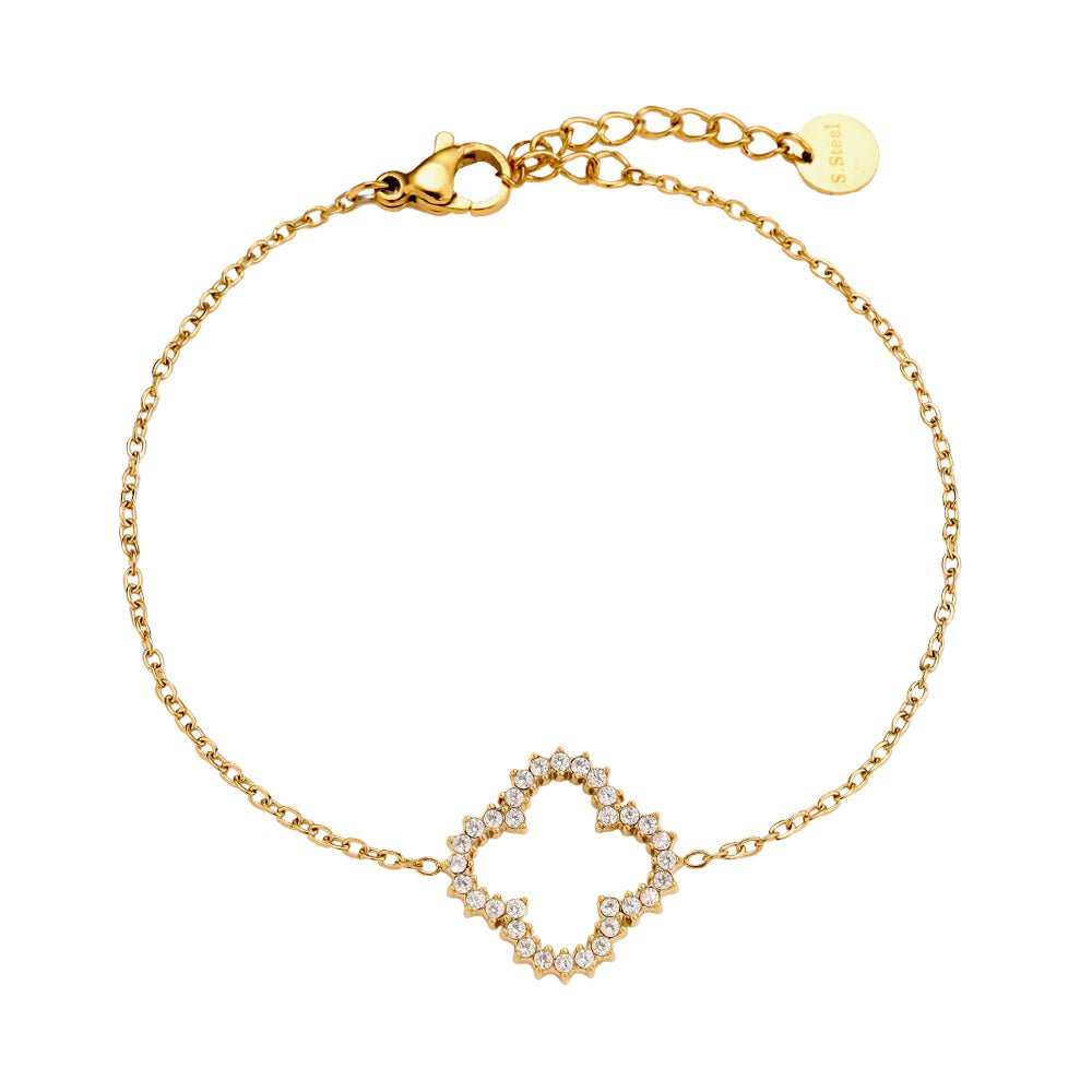 Diamond Lucky Flower Armband Goudkleurig