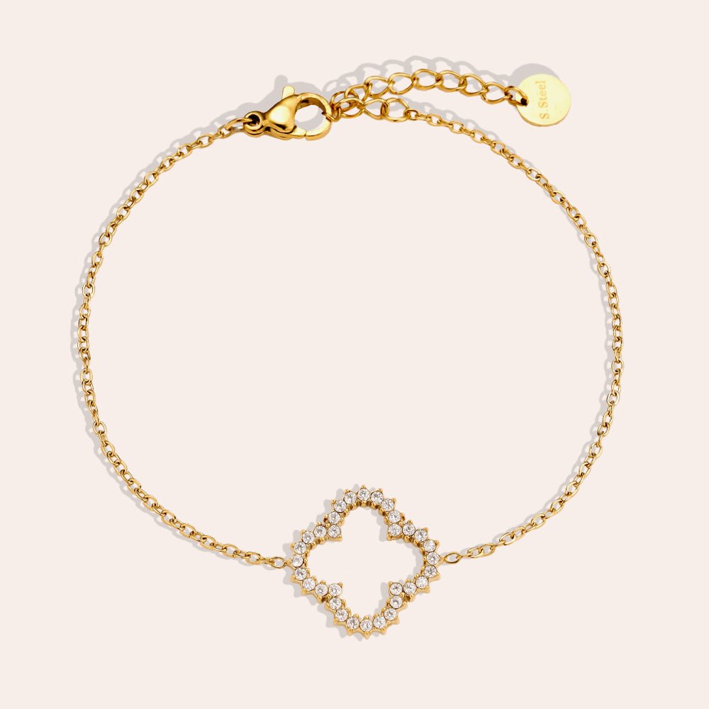 Diamond Lucky Flower Armband Goudkleurig