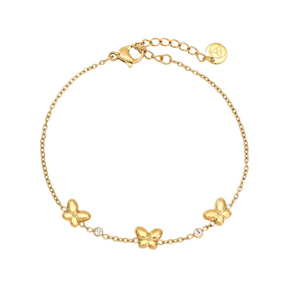 Butterfly & Diamond Dots Armband Goudkleurig