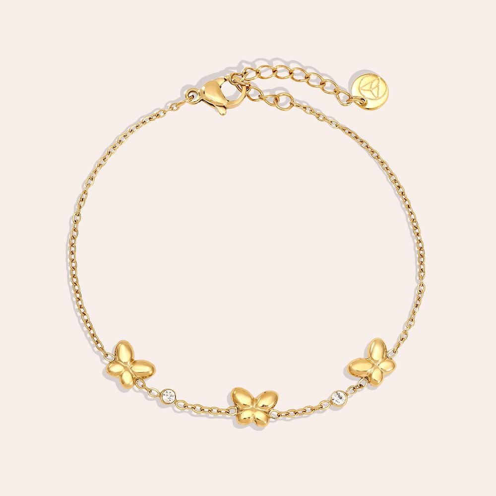 Butterfly & Diamond Dots Armband Goudkleurig