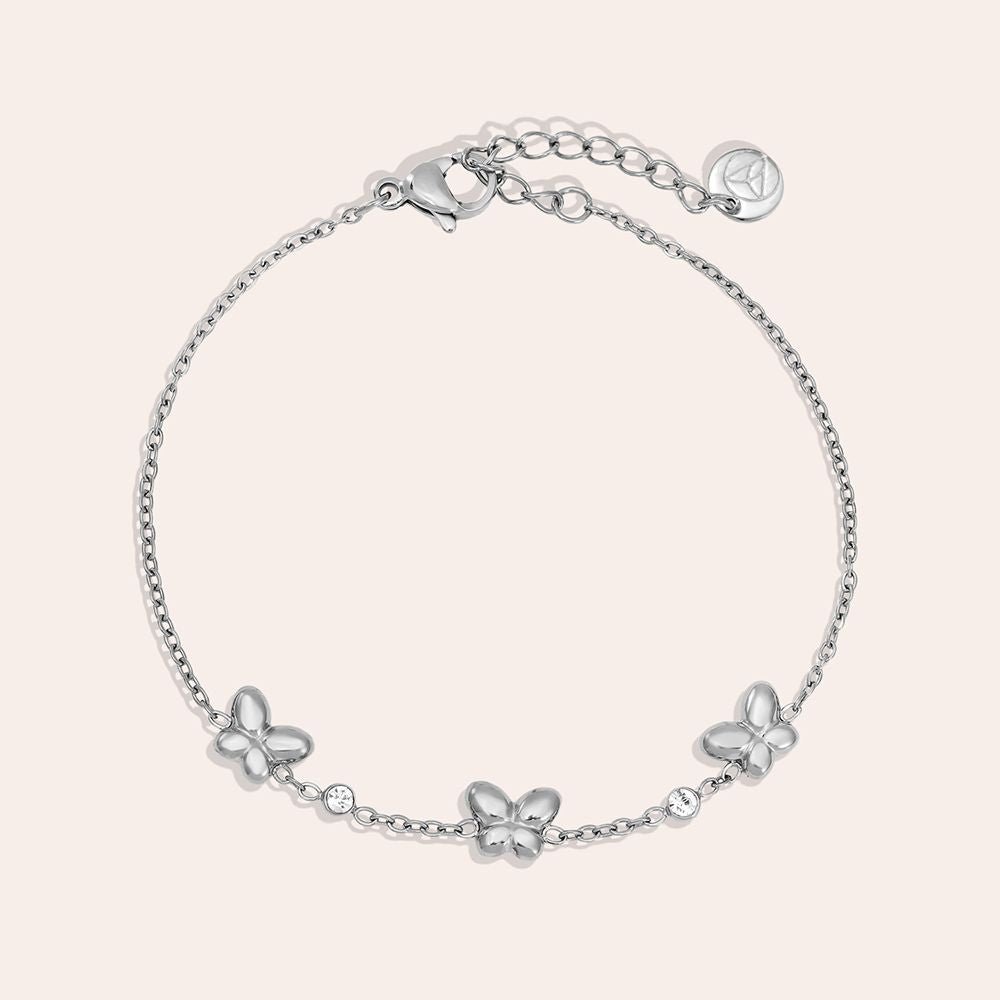 Butterfly & Diamond Dots Armband Zilverkleurig