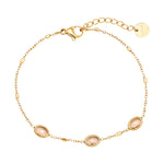 Small Oval Glass Armband Goudkleurig voorkant - Mae Lilly