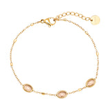 Small Oval Glass Armband Goudkleurig voorkant - Mae Lilly