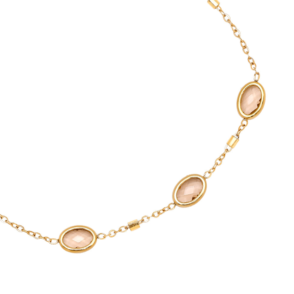 Small Oval Glass Armband Goudkleurig detail - Mae Lilly