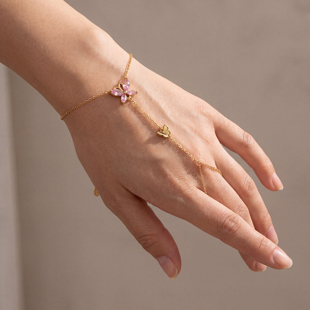 Butterflies Hand Chain Goudkleurig