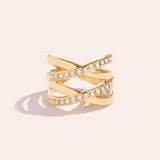 Double X Diamond Ring Goudkleurig