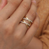 Double X Diamond Ring Goudkleurig