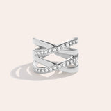 Double X Diamond Ring Zilverkleurig