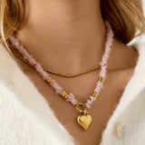 Soft Brown Heart Chain Ketting Goudkleurig