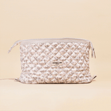 Make-up Tas Expandable Quilted Nude Flowers detail - Mae Lilly