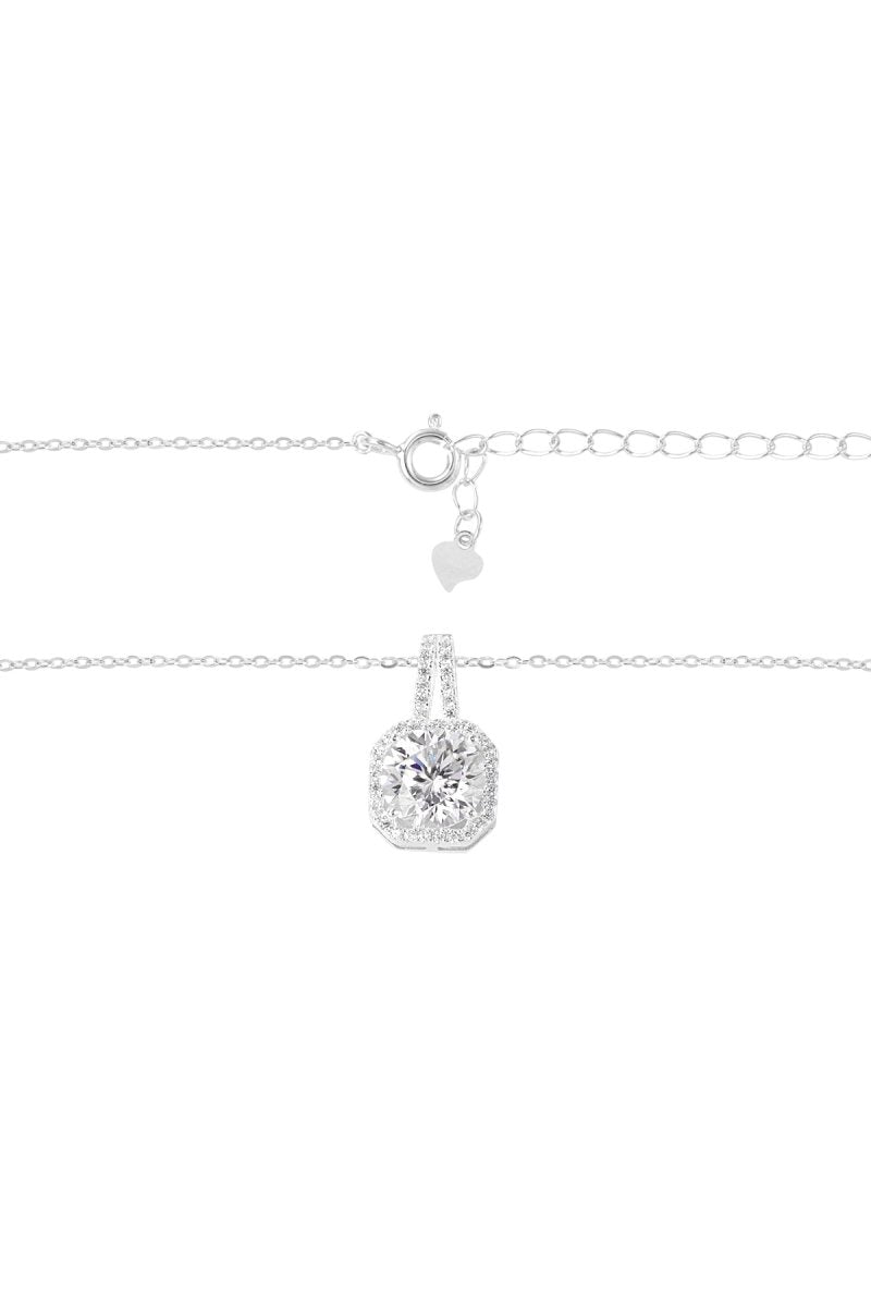 Square Stone Ketting Zilverkleurig - 925 silver