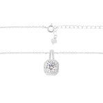 Square Stone Ketting Zilverkleurig - 925 silver