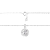 Square Stone Ketting Zilverkleurig - 925 silver