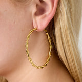 Twisted Hoops Oorbellen Maat L Goudkleurig