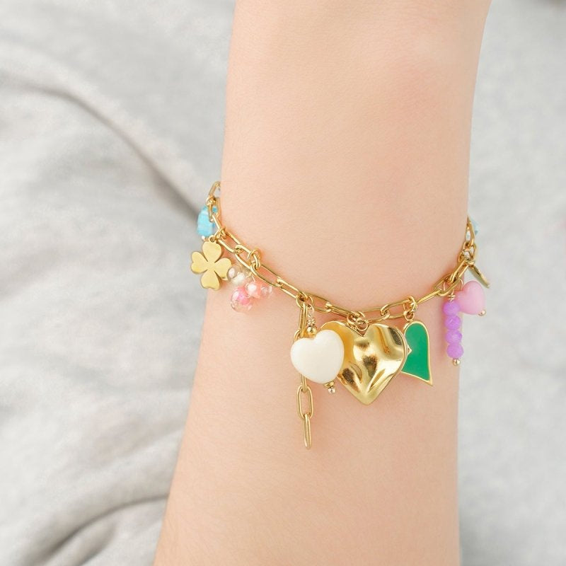 Colored Charms Summer Armband Goudkleurig