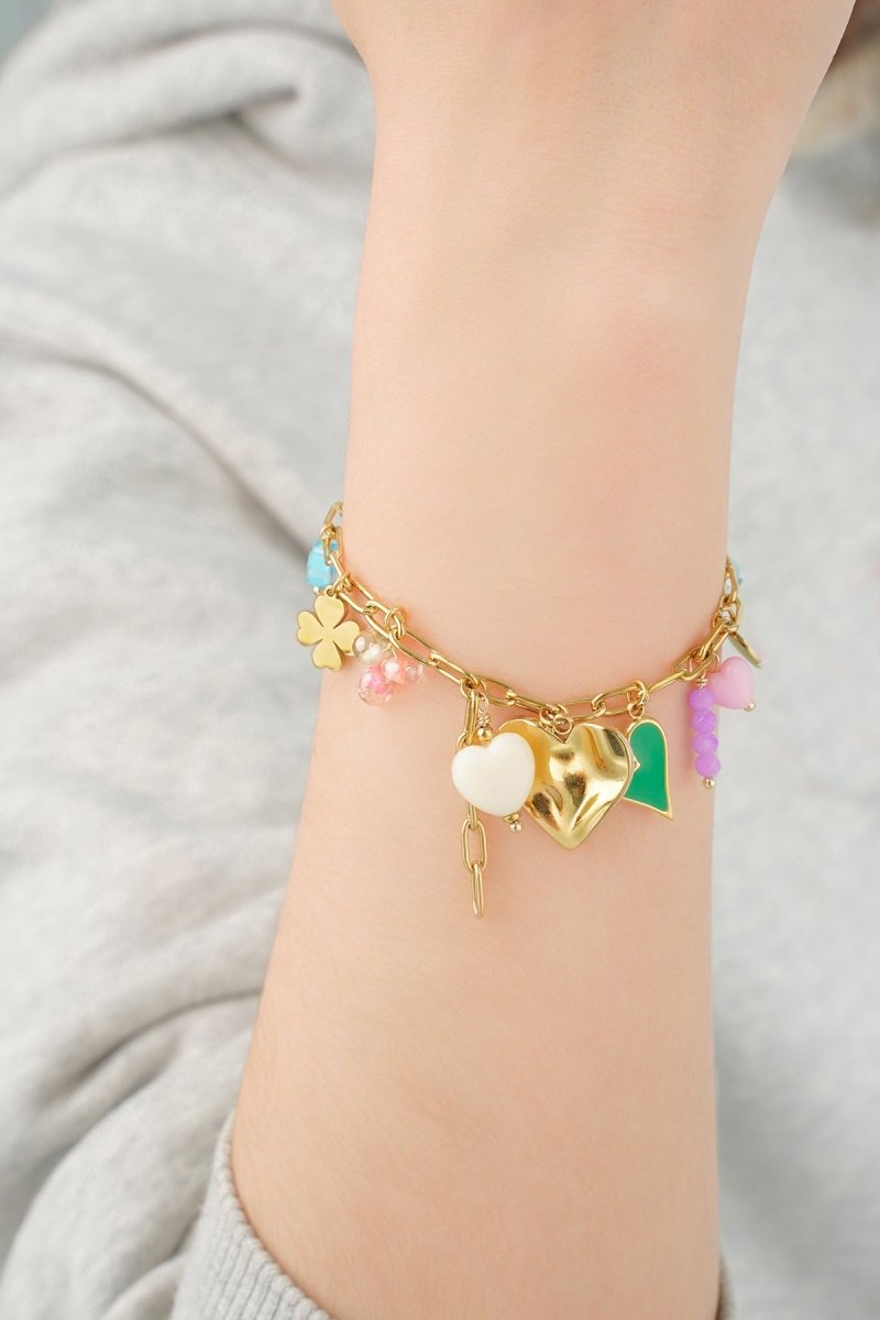 Colored Charms Summer Armband Goudkleurig