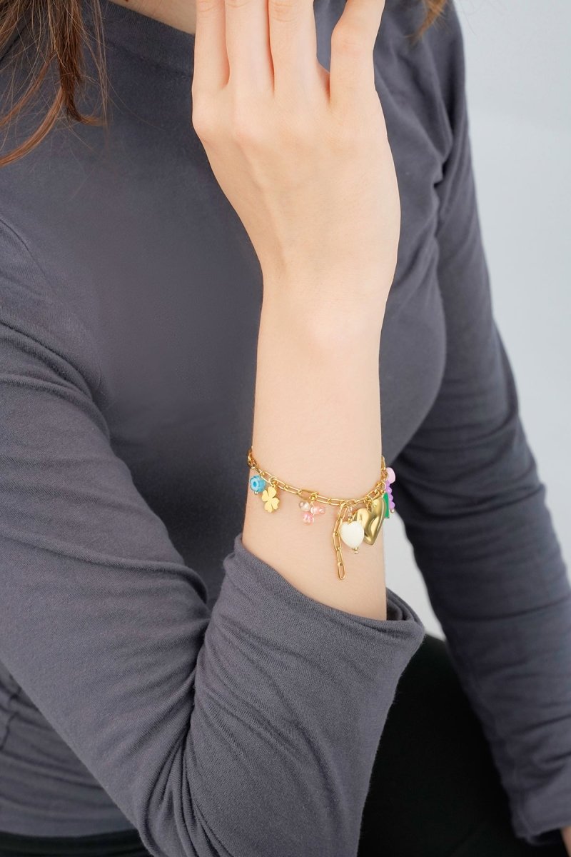Colored Charms Summer Armband Goudkleurig