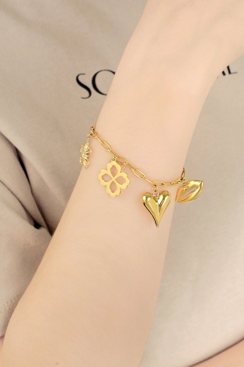Charm Floral Lovers Armband Goudkleurig