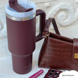 Stainless Steel Tumbler Burgundy detail - Mae Lilly