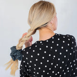 Navy with White Polkadots Oversized Scrunchie