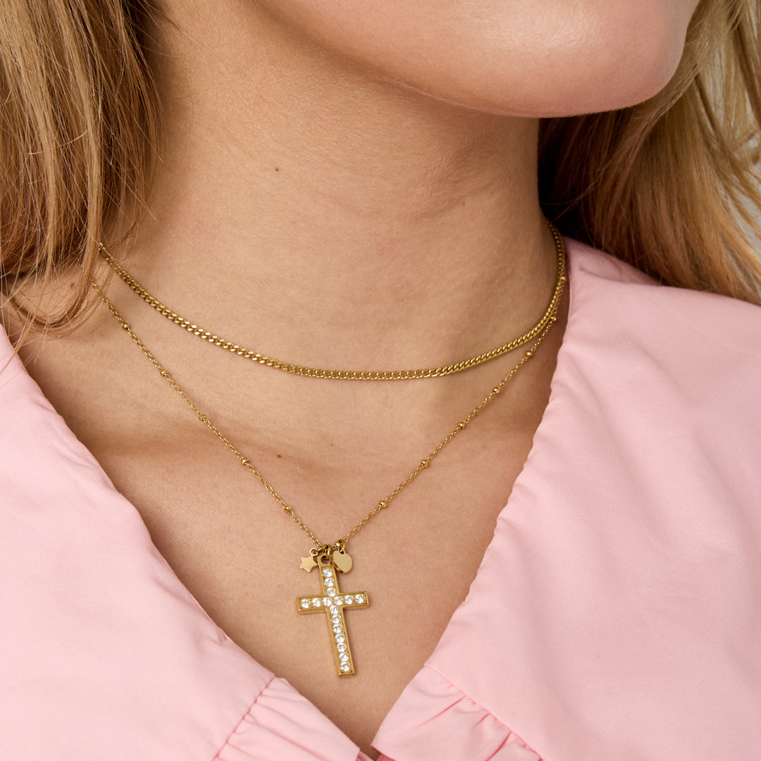 Cross Pendant Ketting Goudkleurig