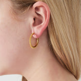 Sunburst Hoop Clip Oorbellen Zilverkleurig