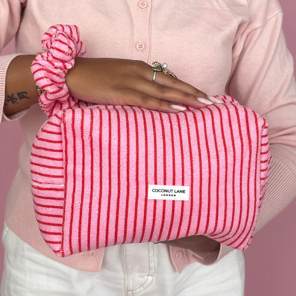 Make-up Tas Cherry Stripes detail - Mae Lilly