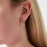 Rhinestone Heart Oorbellen Zilverkleurig