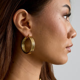 Ribbed Hoops Oorbellen Goudkleurig