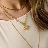 Bold Heart Link Ketting Goudkleurig zijkant - Mae Lilly