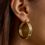 Ribbed Hoops Oorbellen Goudkleurig