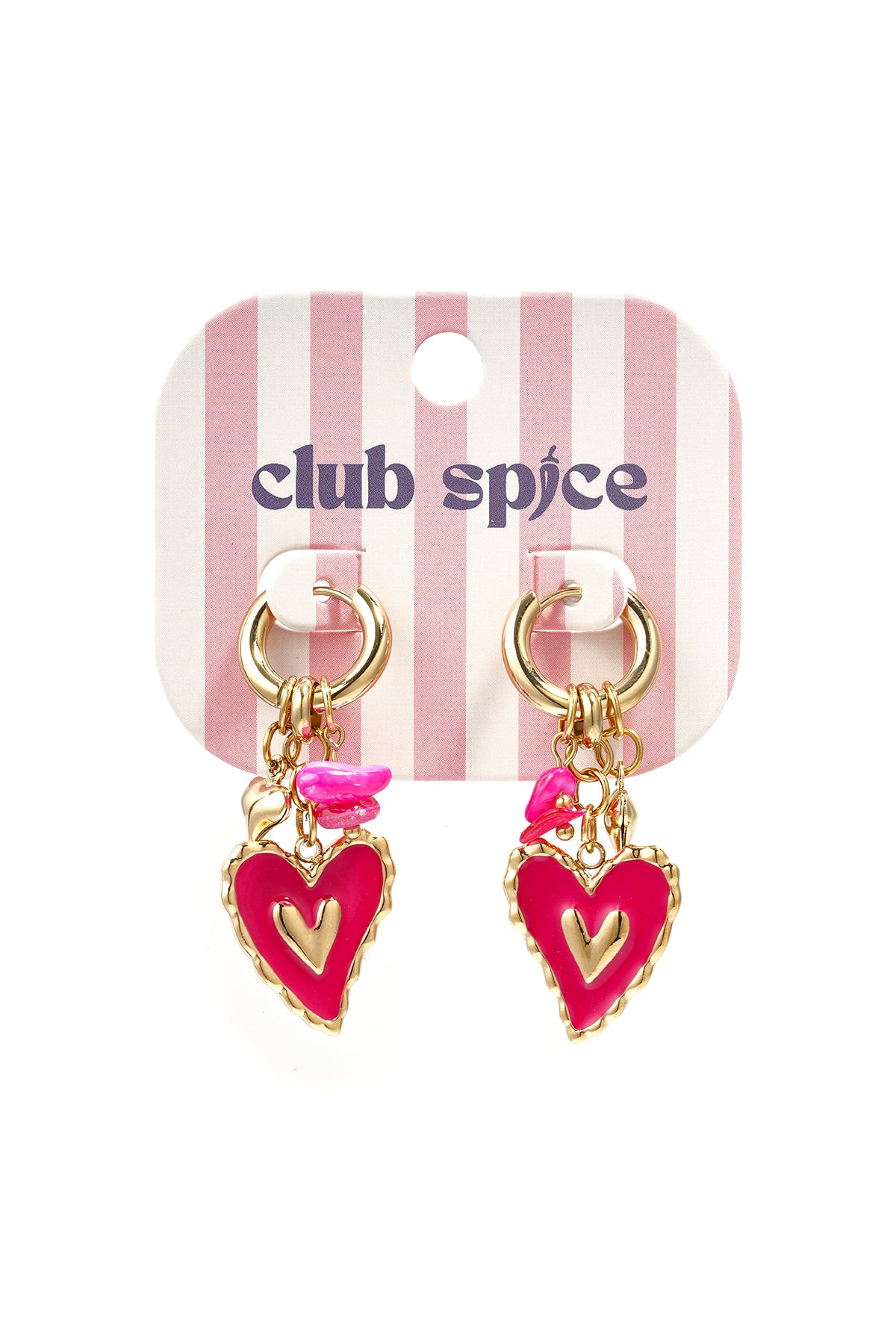 Pink Love Charm Oorbellen Goudkleurig zijkant - Mae Lilly